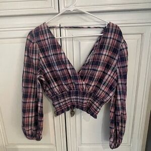 XS Zara Pink Plaid Women's Top